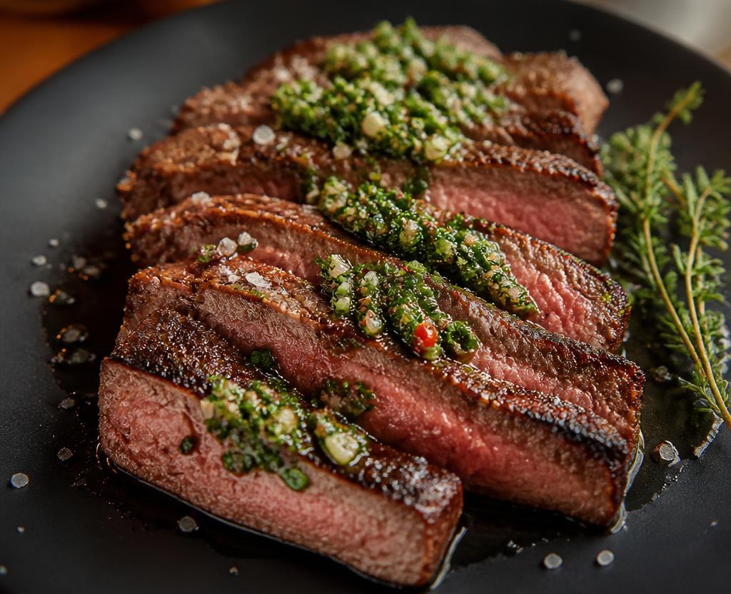 Filete en rodajas con chimichurri